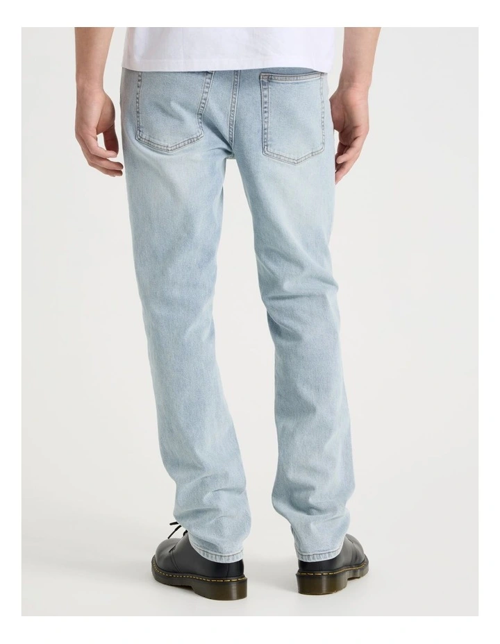 Long Regular Tapered Jeans in Light Blue image 5
