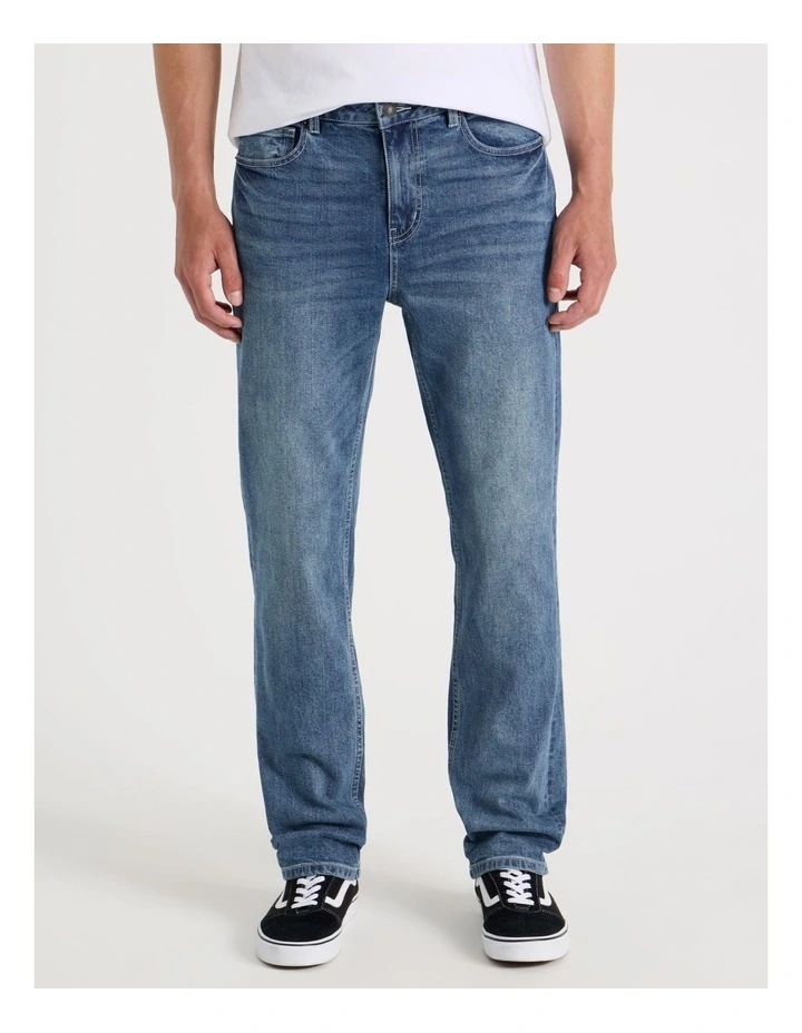 Regular Tapered Tinted Jeans in Mid Blues image 2