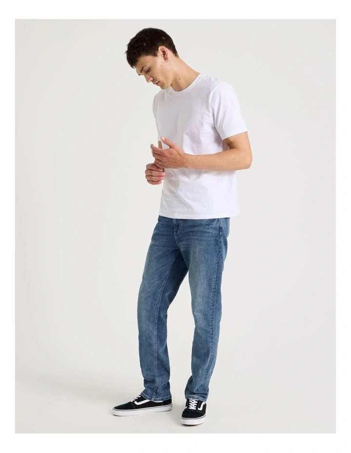 Regular Tapered Tinted Jeans in Mid Blues image 7