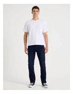 Regular Tapered Knit Jeans in Dark Denim