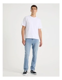 Regular Tapered Knit Jeans in Light Blue