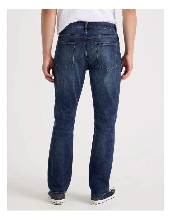 Long Straight At Waist Tinted Jeans in Dark Denim image 6