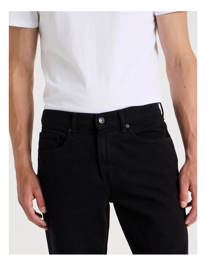 Long Regular Straight Jeans in Black image 3