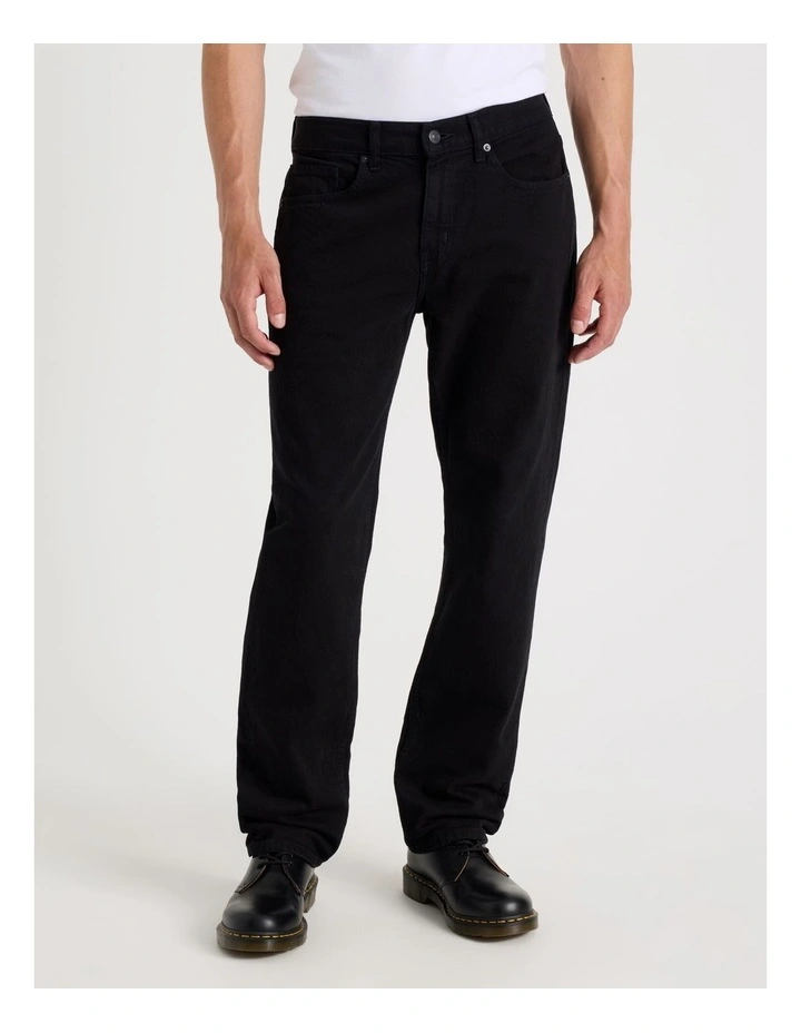 Long Regular Straight Jeans in Black image 4