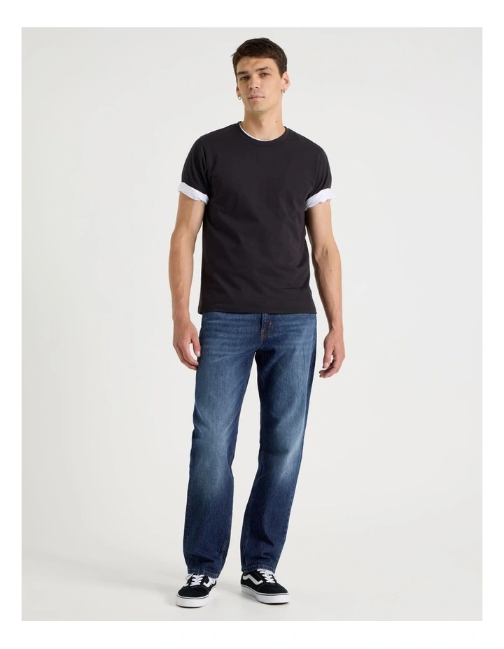 Long Regular Straight Performance Jeans in Dark Denim image 1