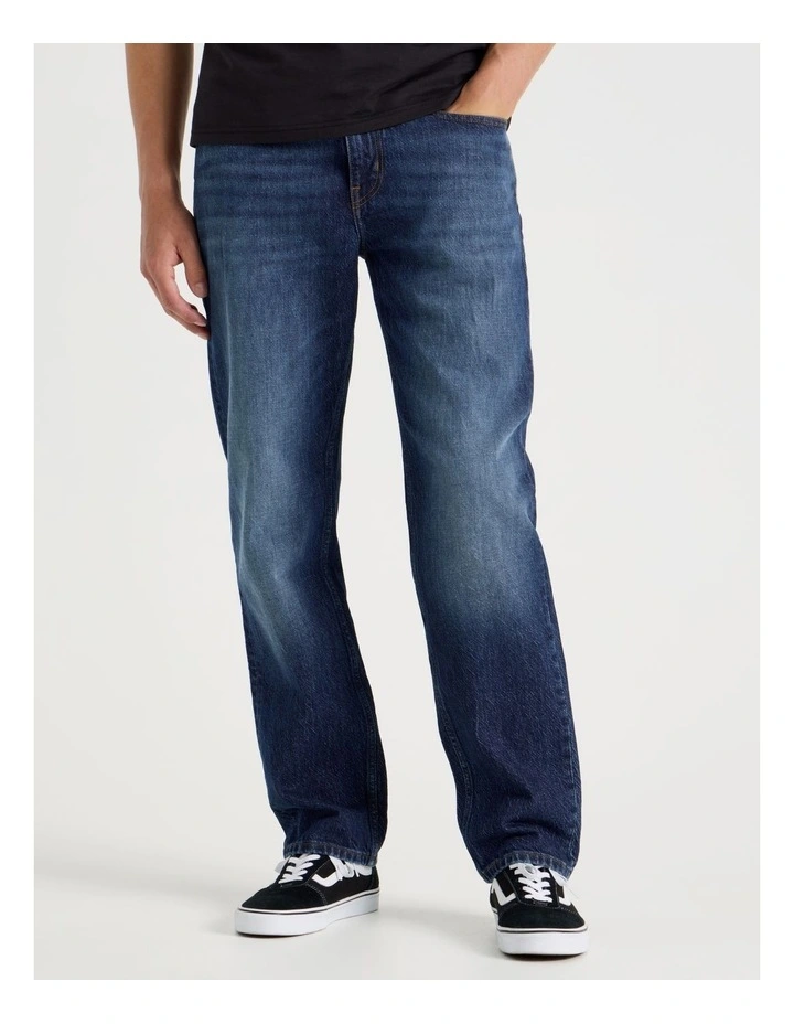Long Regular Straight Performance Jeans in Dark Denim image 2