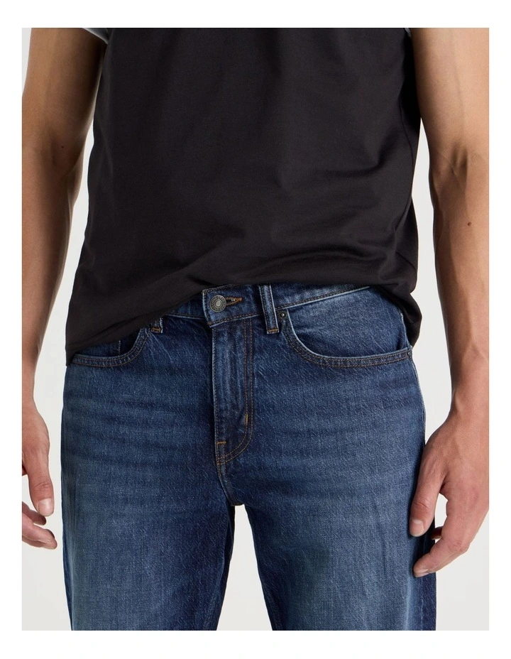 Long Regular Straight Performance Jeans in Dark Denim image 3