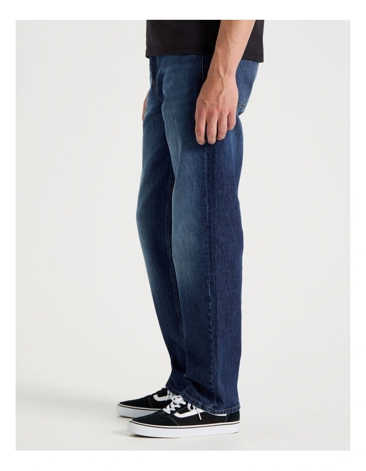 Long Regular Straight Performance Jeans in Dark Denim image 4