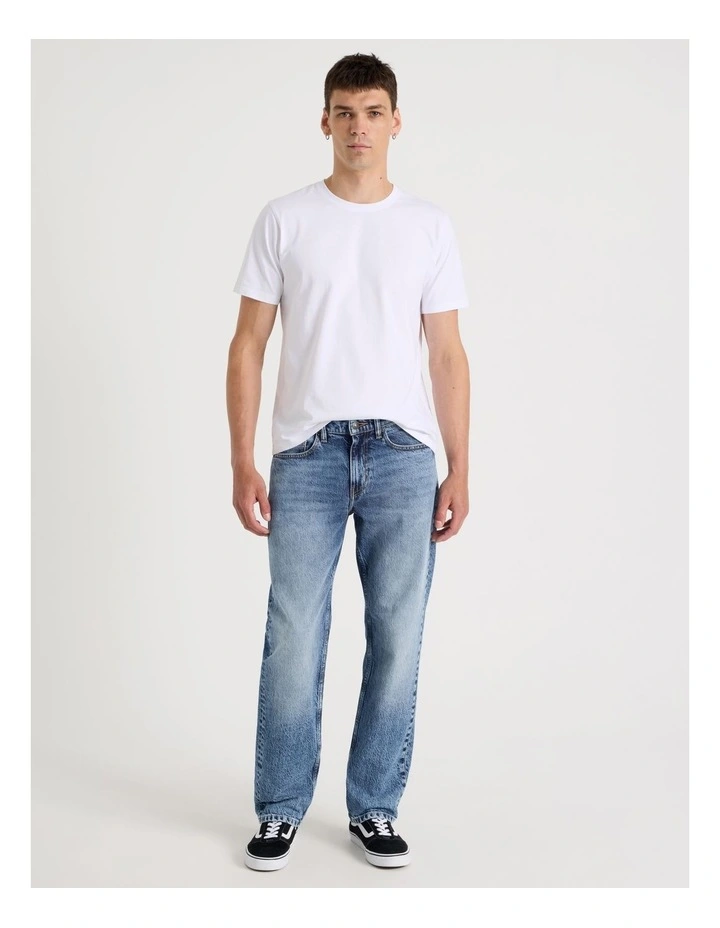 Regular Straight Performance Jeans in Mid Blues image 5
