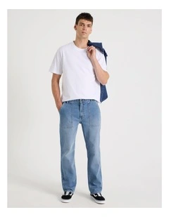 Workwear Regular Straight Jeans in Mid Blues