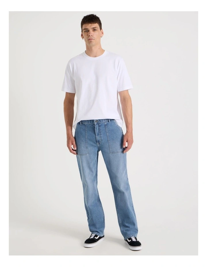 Workwear Regular Straight Jeans in Mid Blues image 7
