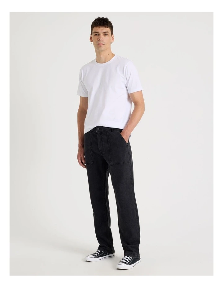 Workwear Regular Straight Jeans in Black image 4