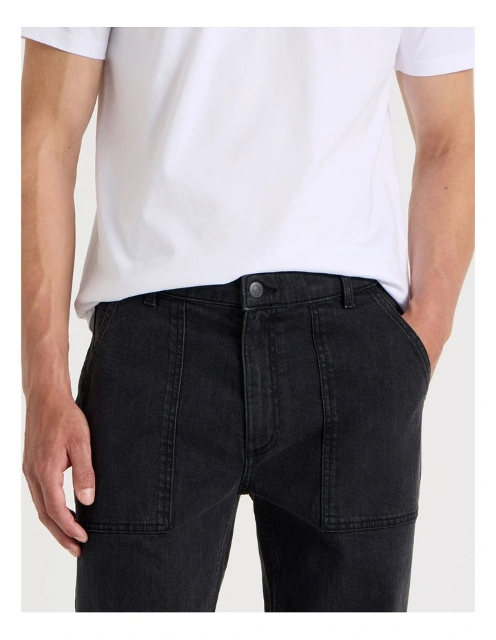 Workwear Regular Straight Jeans in Black image 5