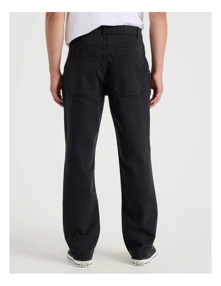 Workwear Regular Straight Jeans in Black image 6