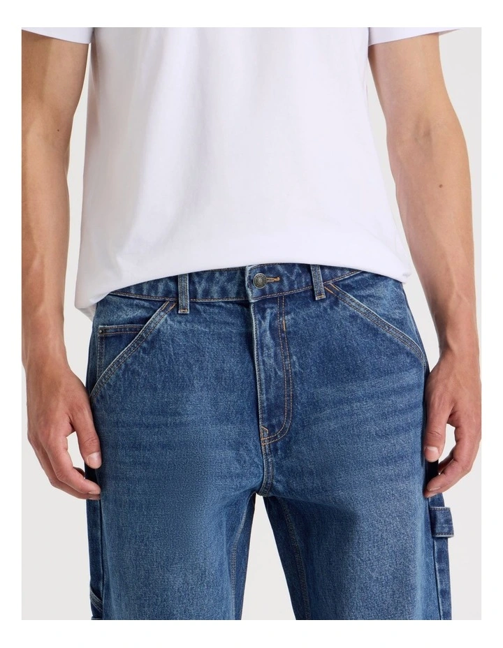 Carpenter Straight Tinted Jeans in Mid Blues image 3