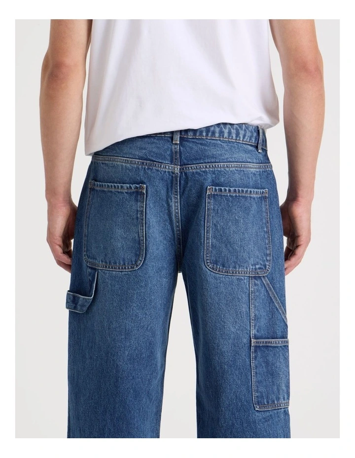 Carpenter Straight Tinted Jeans in Mid Blues image 7