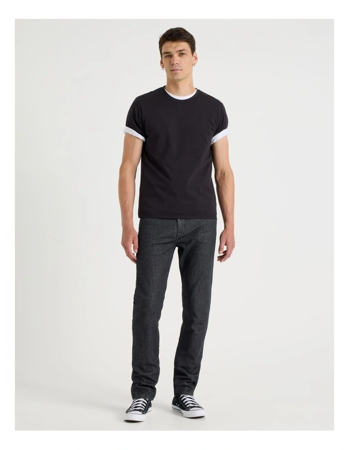 Long Slim Tapered Jeans in Black image 1