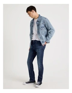 Slim Tapered Jeans in Dark Denim