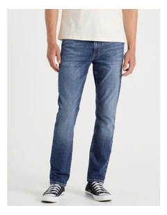 Slim Tapered Jeans in Mid Blues
