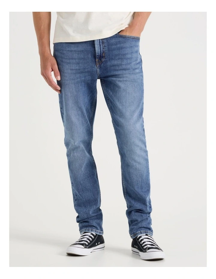 Slim Tapered Jeans in Mid Blues image 2