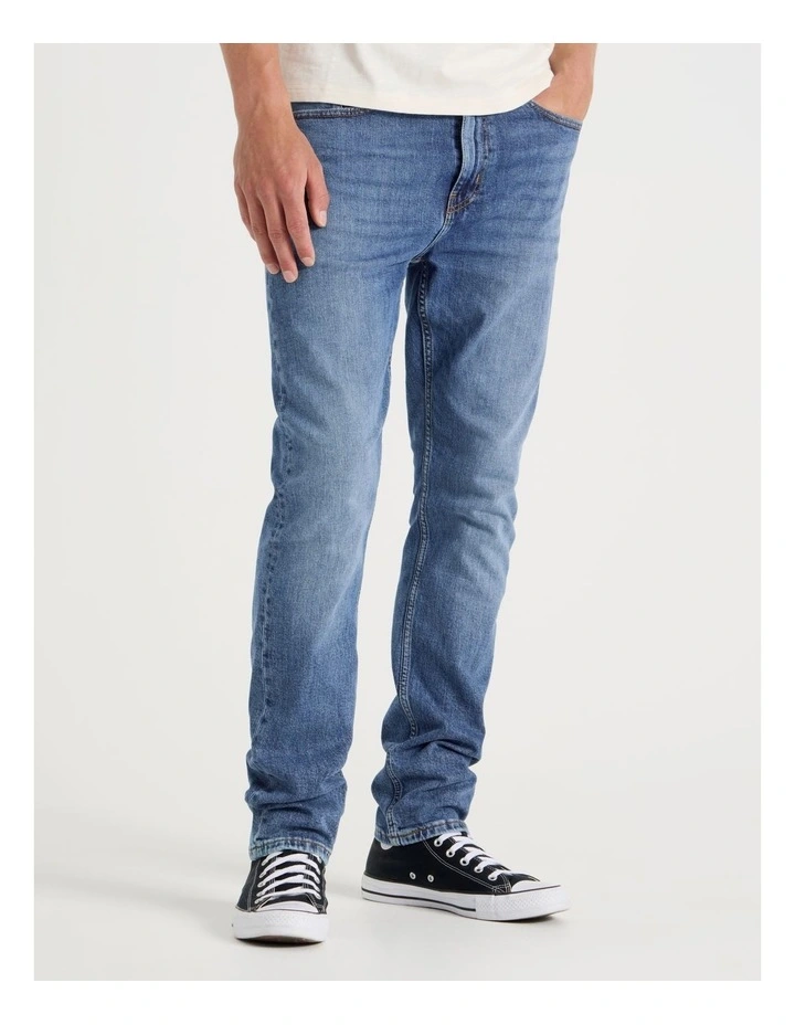 Slim Tapered Jeans in Mid Blues image 3