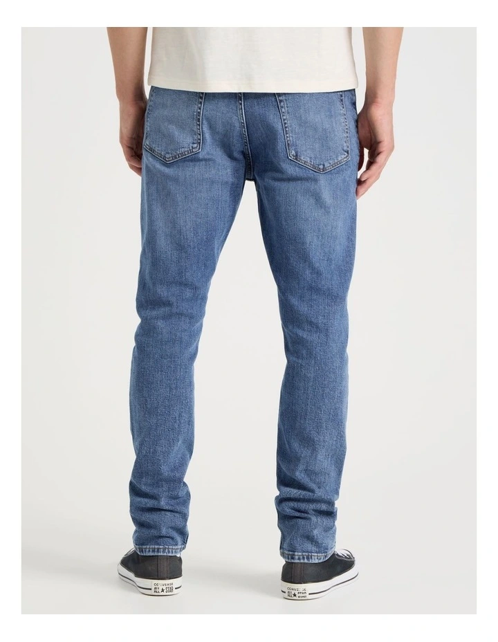 Slim Tapered Jeans in Mid Blues image 5