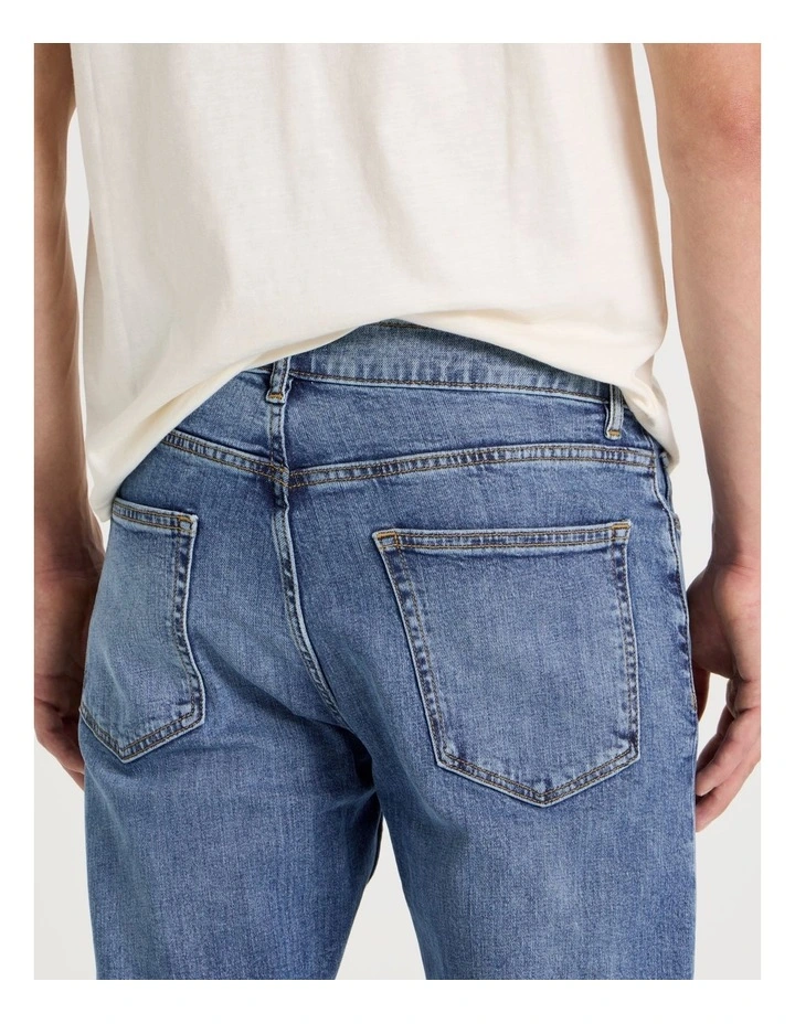 Slim Tapered Jeans in Mid Blues image 6
