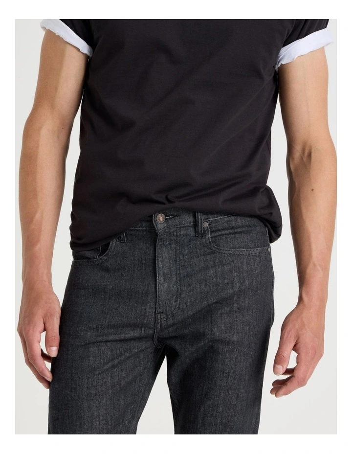 Slim Tapered Jeans in Black image 3
