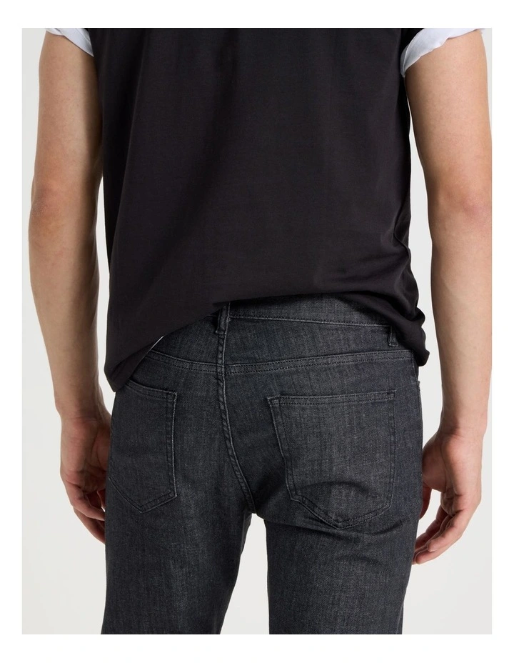 Slim Tapered Jeans in Black image 5