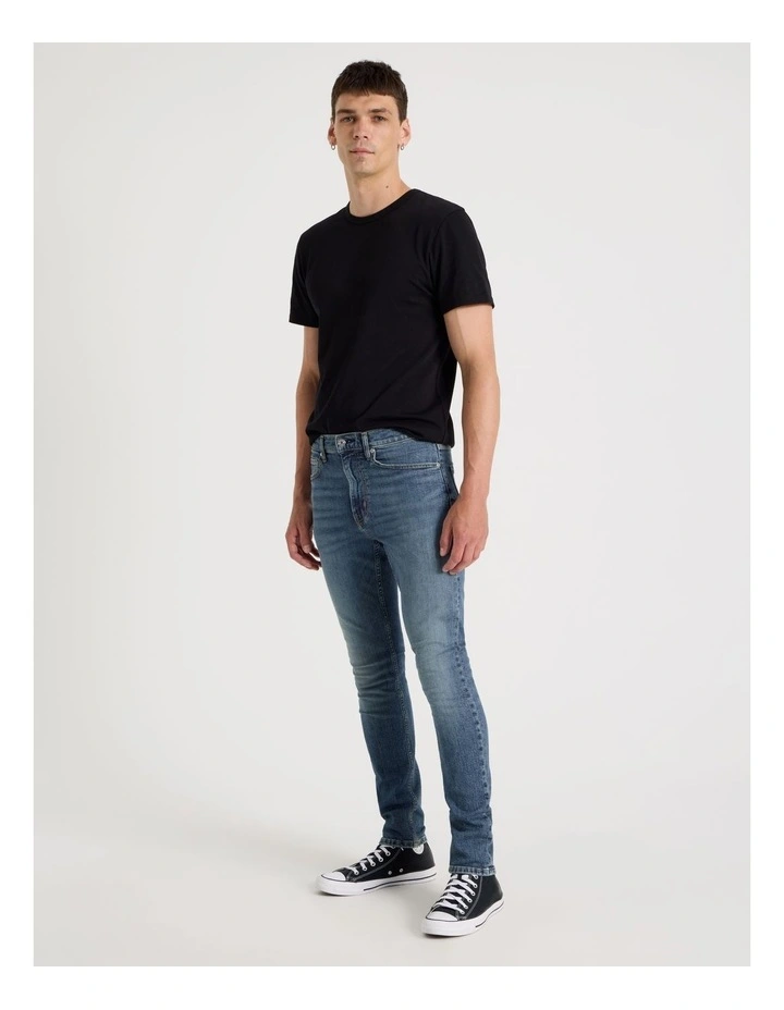 Long Skinny At Waist Jeans in Mid Blues image 3