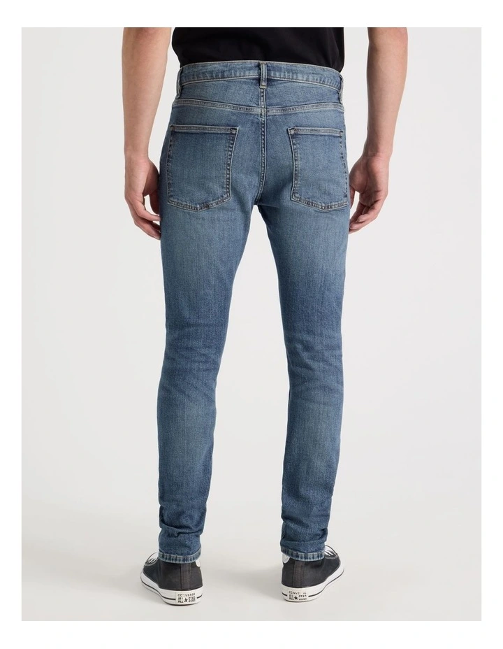Long Skinny At Waist Jeans in Mid Blues image 6