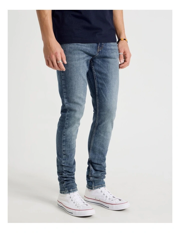 Skinny At Waist Jeans in Mid Blues image 2