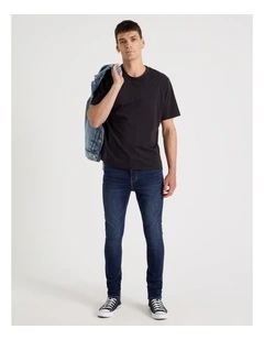 Skinny At Waist Knit Jeans in Mid Blues