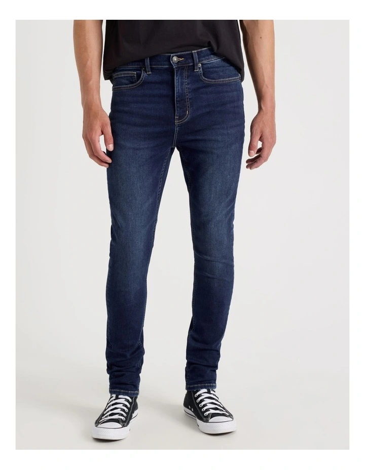 Skinny At Waist Knit Jeans in Mid Blues image 2