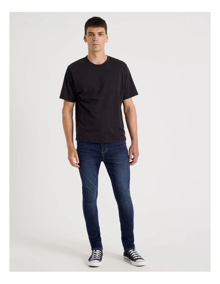 Skinny At Waist Knit Jeans in Mid Blues image 3