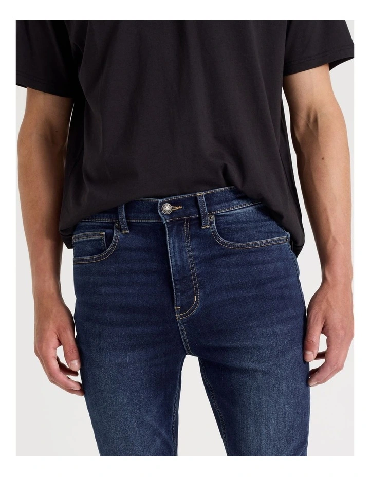 Skinny At Waist Knit Jeans in Mid Blues image 4