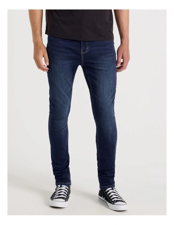 Skinny At Waist Knit Jeans in Mid Blues image 5