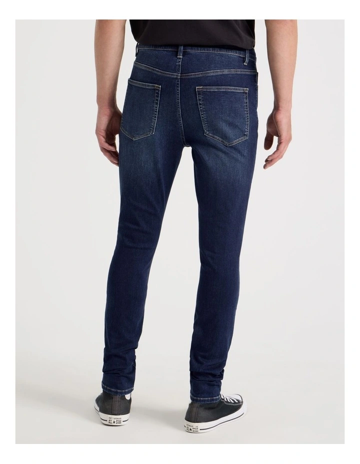 Skinny At Waist Knit Jeans in Mid Blues image 6