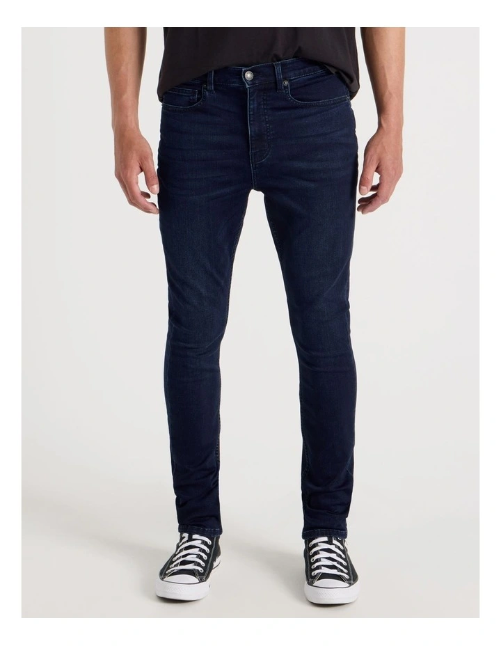 Skinny At Waist Knit Jeans in Dark Denim image 2