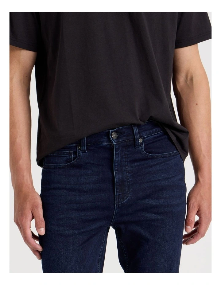 Skinny At Waist Knit Jeans in Dark Denim image 3