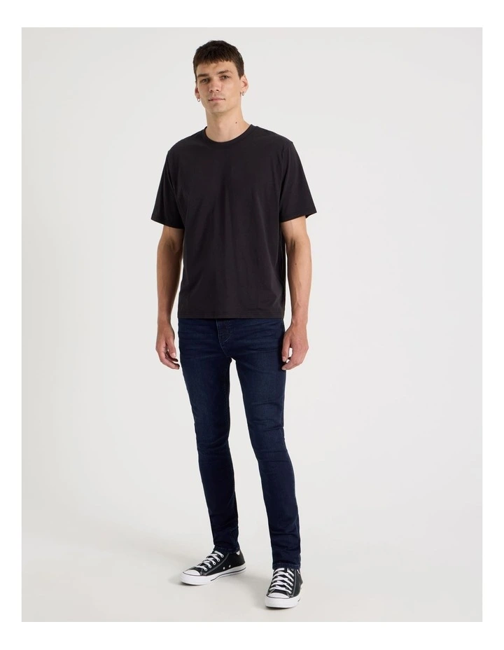 Skinny At Waist Knit Jeans in Dark Denim image 4