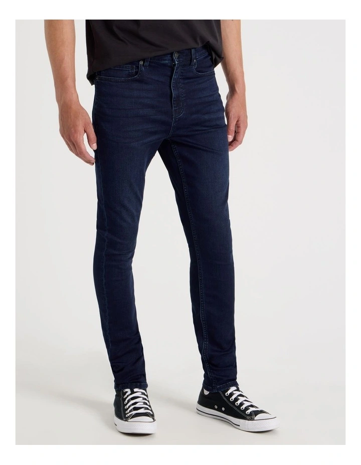 Skinny At Waist Knit Jeans in Dark Denim image 5