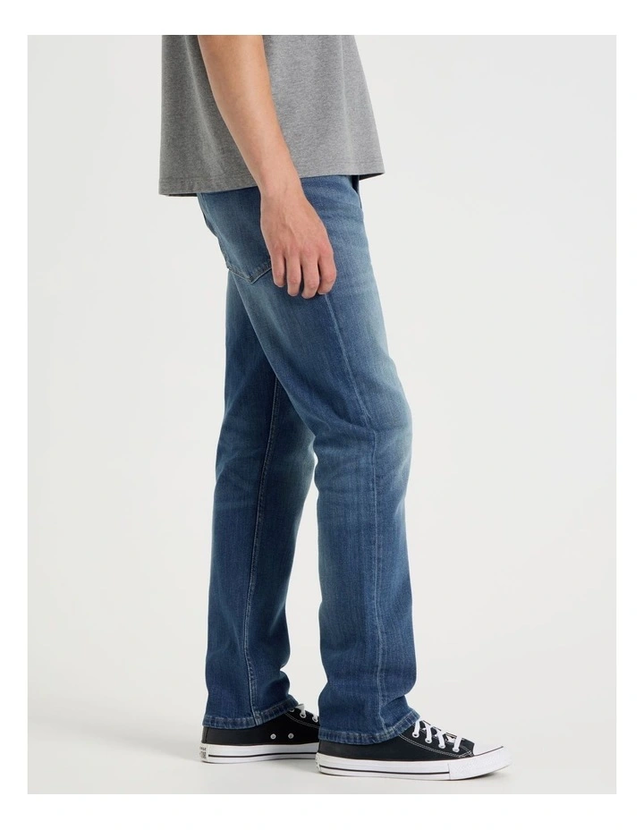 Straight At Waist Vintage Wash Jeans in Mid Blues image 4