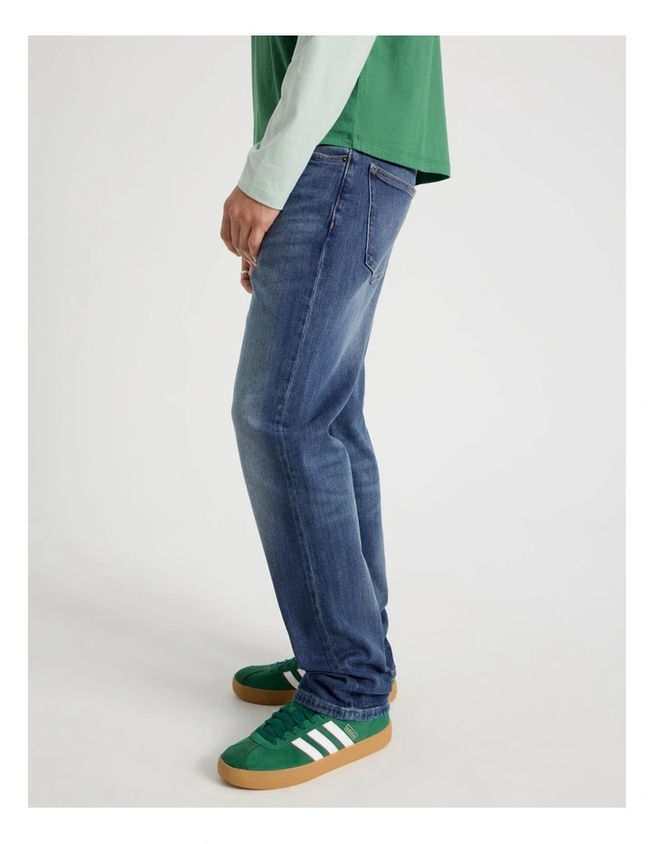 Straight At Waist Vintage Wash Jeans in Mid Blues image 5