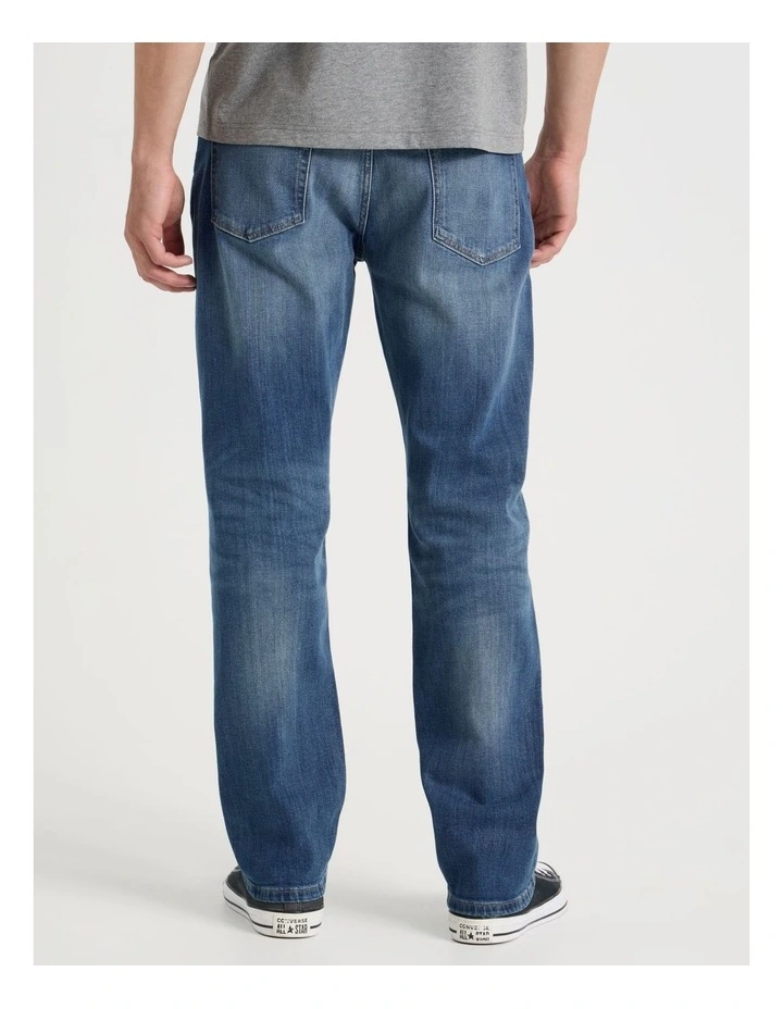 Straight At Waist Vintage Wash Jeans in Mid Blues image 5