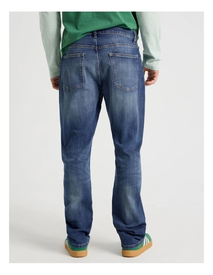 Straight At Waist Vintage Wash Jeans in Mid Blues image 6