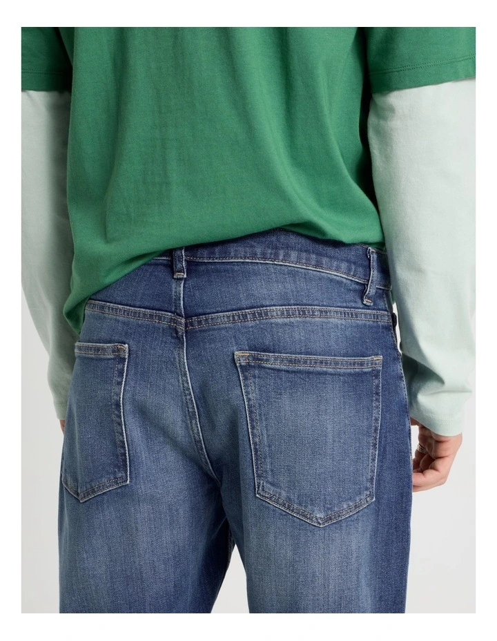 Straight At Waist Vintage Wash Jeans in Mid Blues image 7