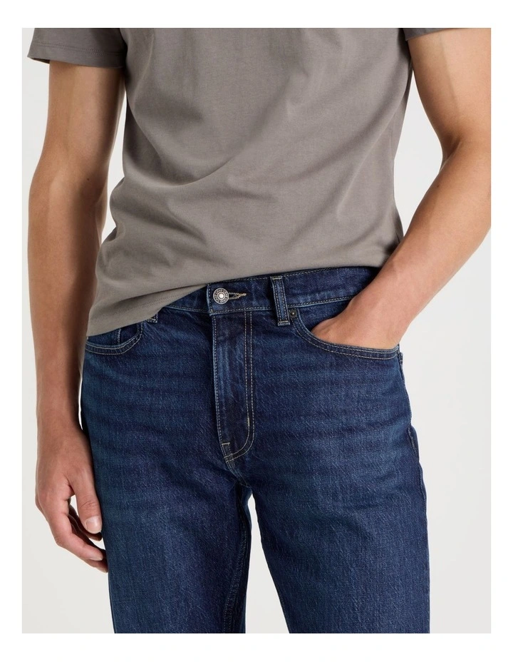 Long Straight At Waist Performance Jeans in Mid Blues image 4