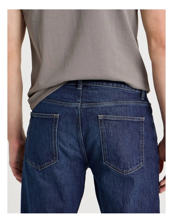 Long Straight At Waist Performance Jeans in Mid Blues image 5