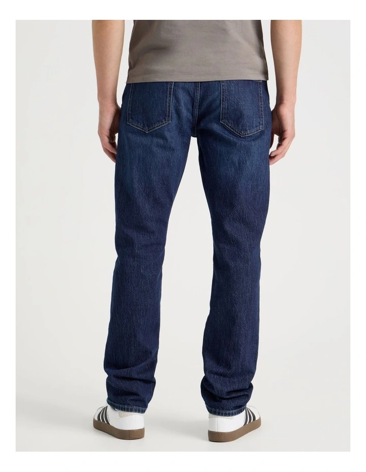 Long Straight At Waist Performance Jeans in Mid Blues image 6